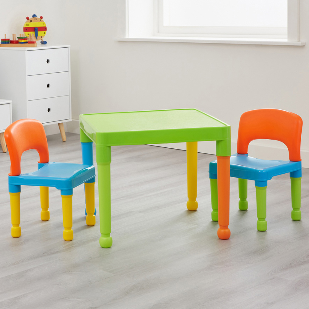 Liberty House Toys Kids Multicoloured Plastic Table and 2 Chairs Set Image 1