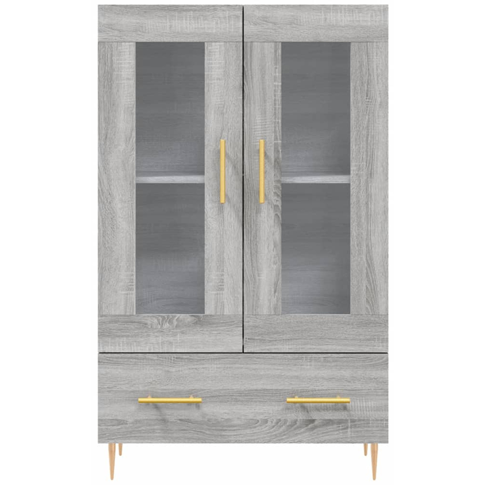 vidaXL 2 Glass Door Single Drawer Grey Sonoma Highboard Image 6