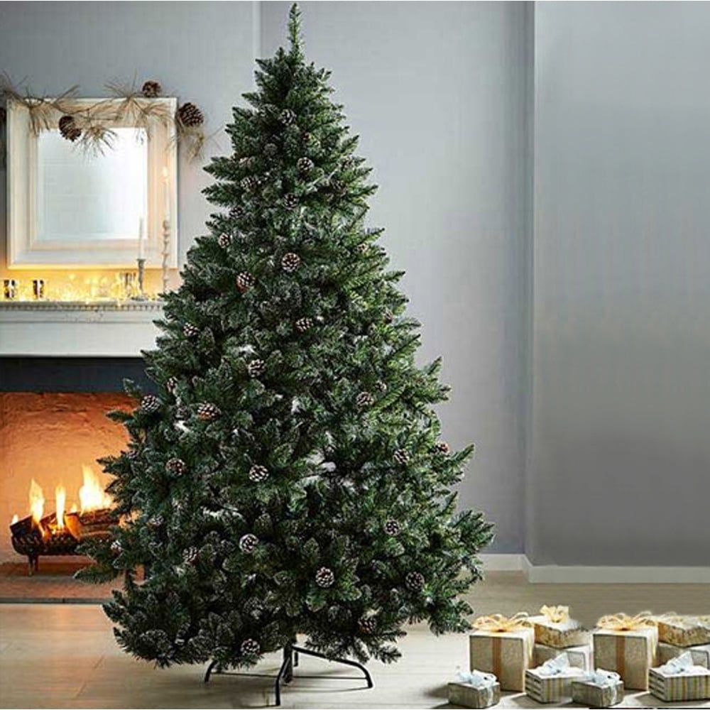 Samuel Alexander Rocky Mountain Pine Green Snow Tip Artificial Christmas Tree with Pine Cones 6ft Image 2