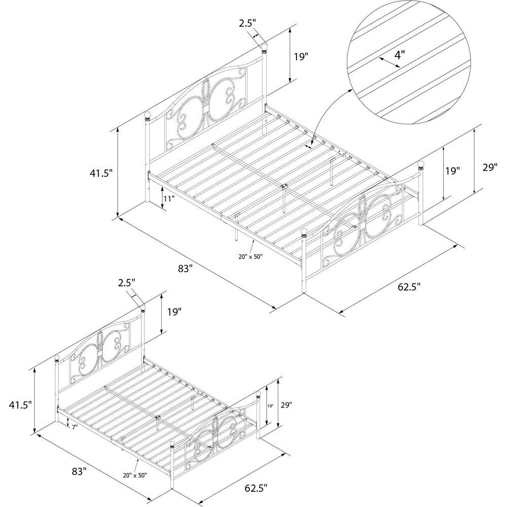 Dorel Bombay King Size White Bed Frame Image 7