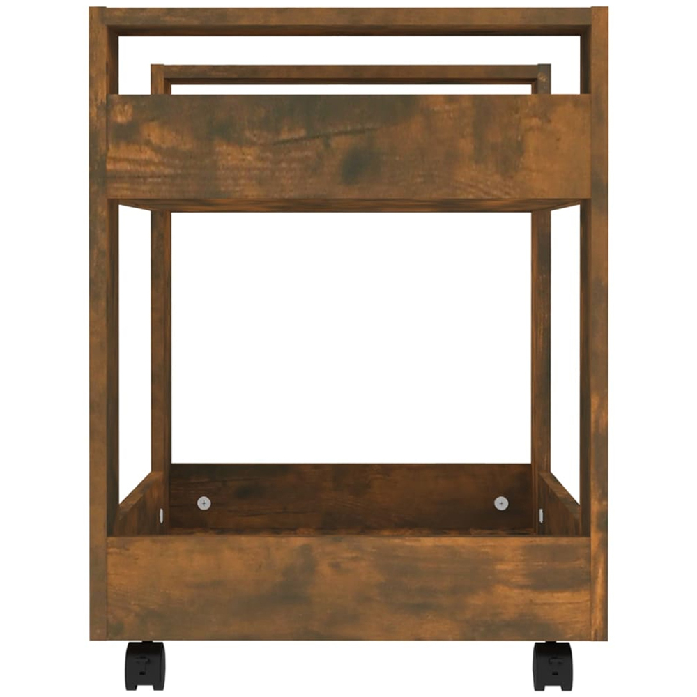 vidaXL 2 Shelf Smoked Oak Wooden Desk Trolley Image 4
