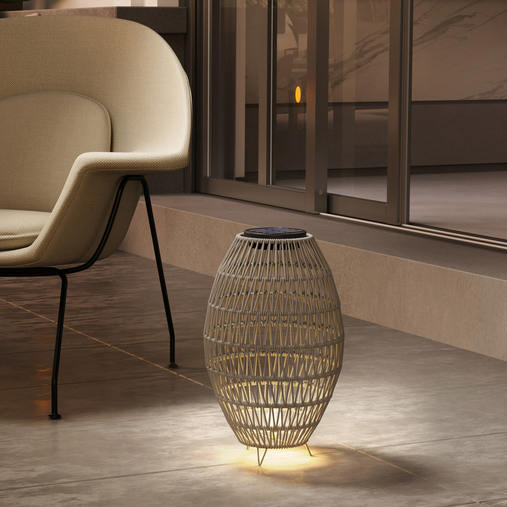 Outsunny Grey Rattan Solar Lamp Image 3