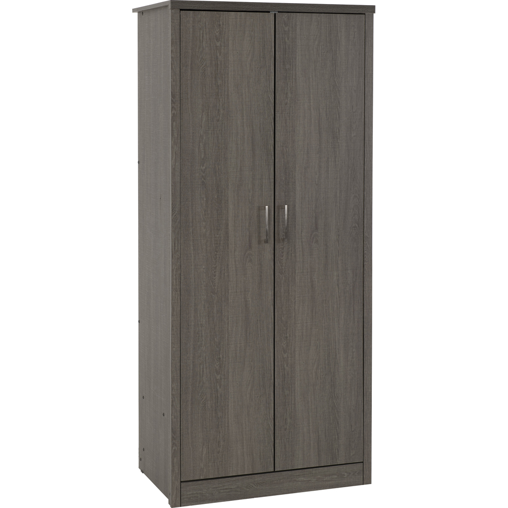 Seconique Lisbon 2 Door Black Wood Grain Wardrobe Image 2
