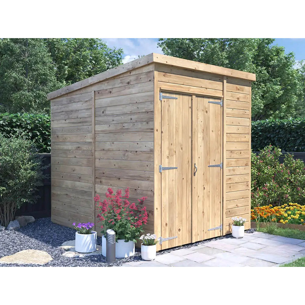 Dunster House Overlord 6 x 8ft Modular Brown Superfelt Pent Bike Shed Image 3