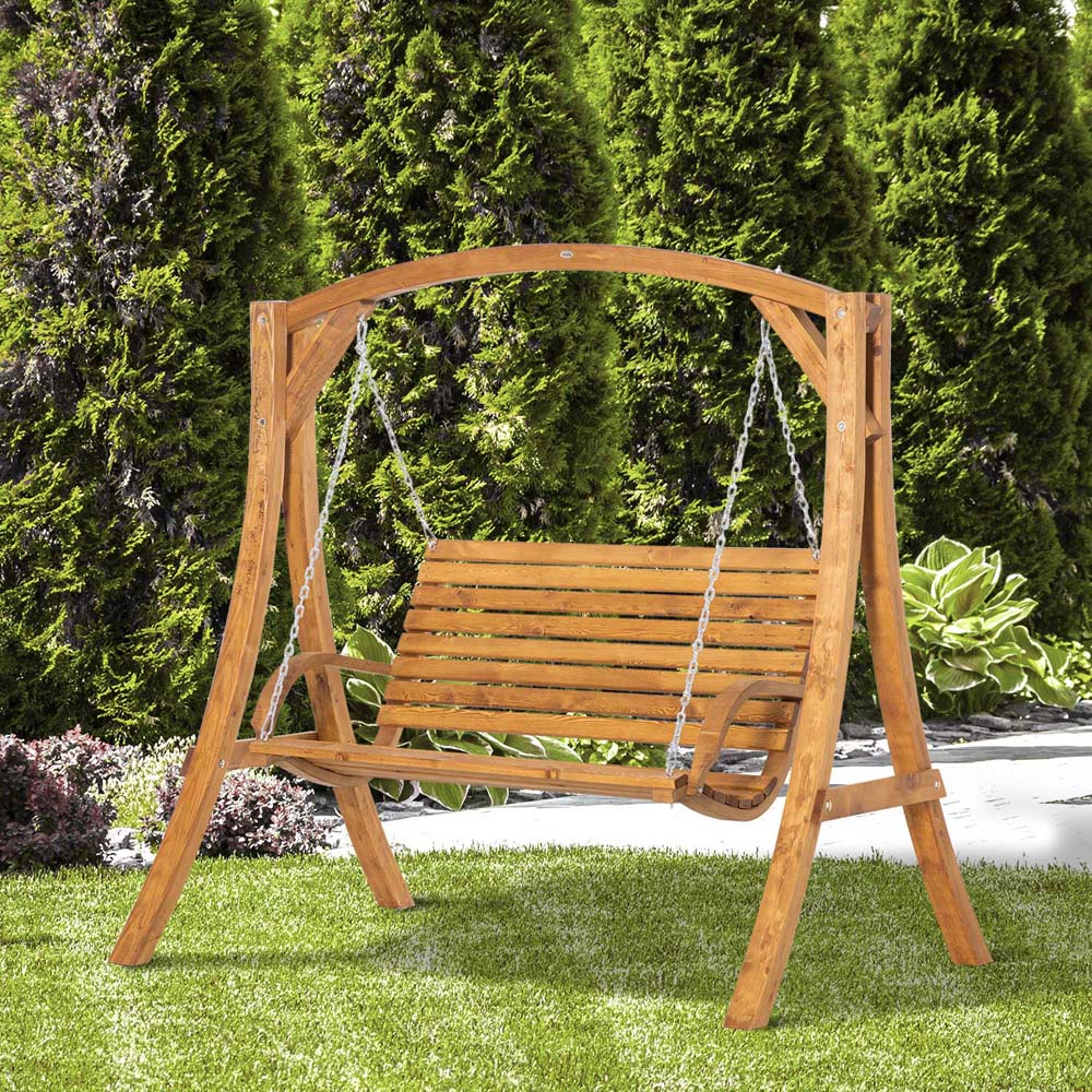 Outsunny 2 Seater Wooden Garden Swing Bench Image 7