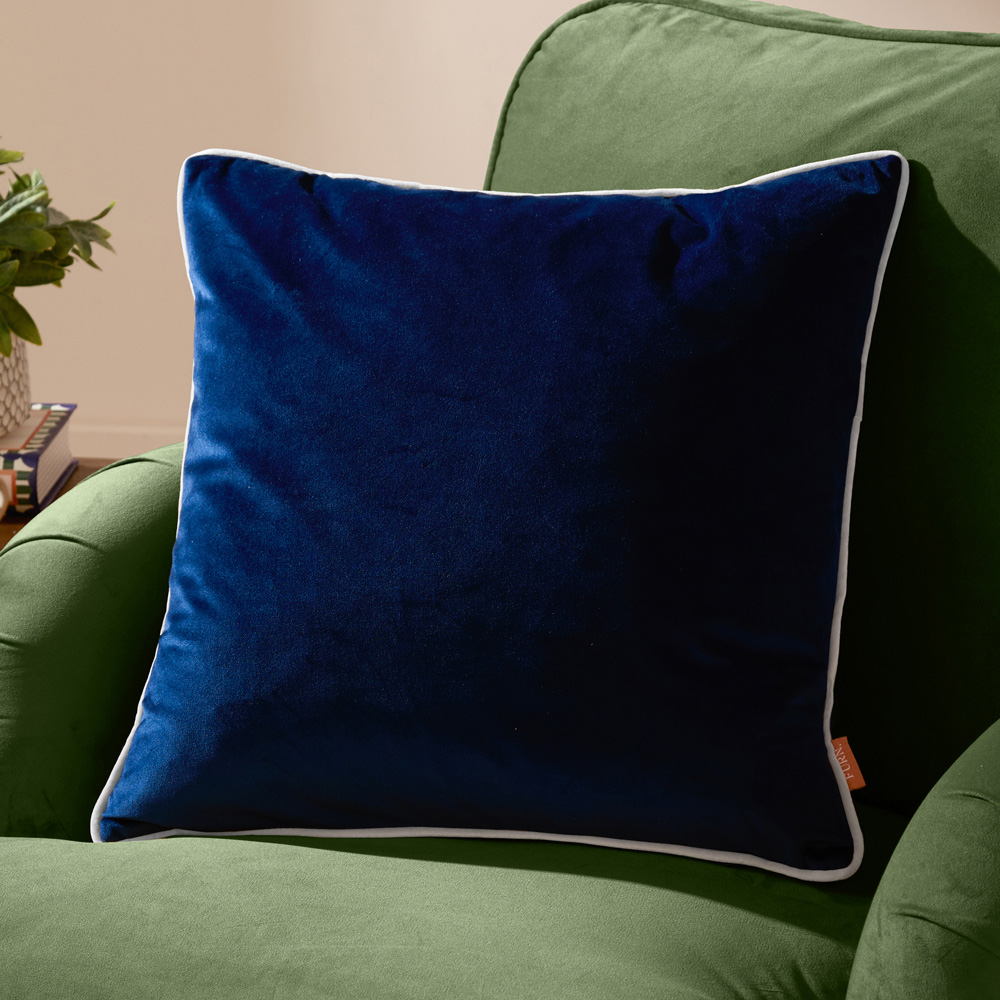 Furn Meridian Navy and Silver Velvet Cushion 45 x 45cm Image 2