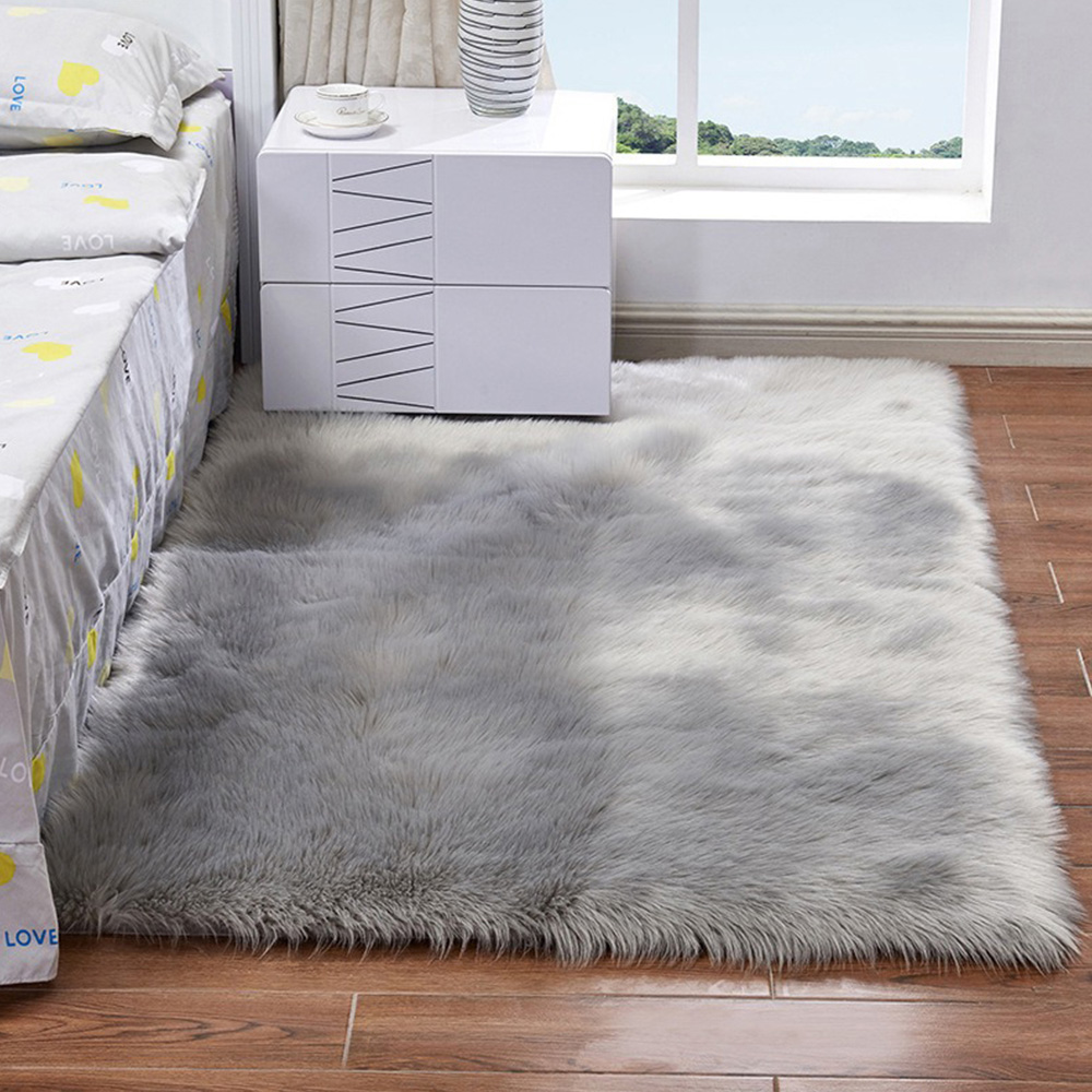 Living and Home Grey Rectangular Super Soft Shaggy Rug Image 3