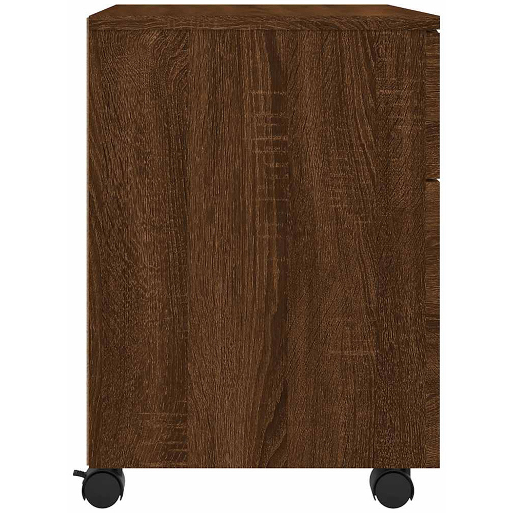 vidaXL Single Door Single Drawer Brown Oak File Cabinet with Swivel Wheels Image 6