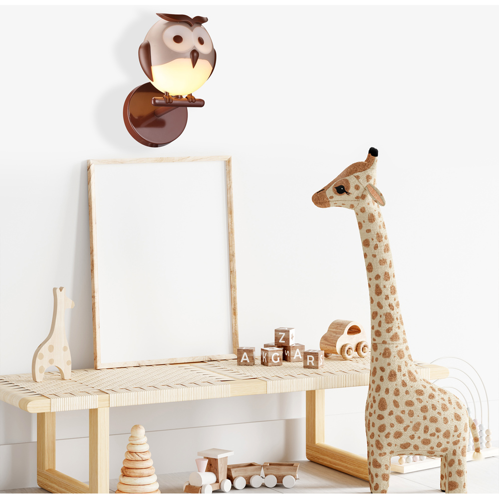 Milagro Owl Brown LED Wall Lamp 230V Image 3