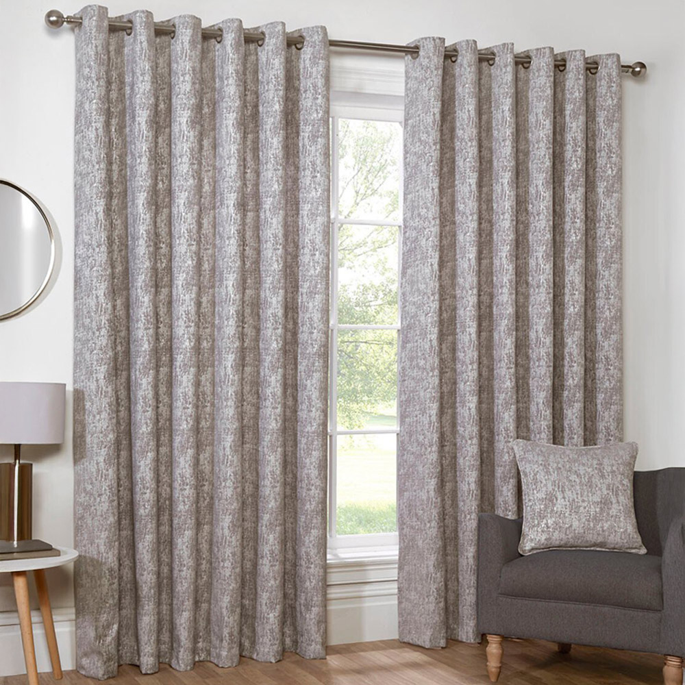 Amara Chenille Eyelet Curtain - Silver / 168cm / 228cm Image 1