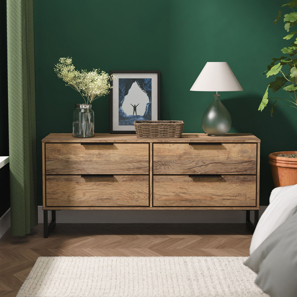 Crowndale Hong Kong 4 Drawer Vintage Oak Bed Box Ready Assembled Image 7