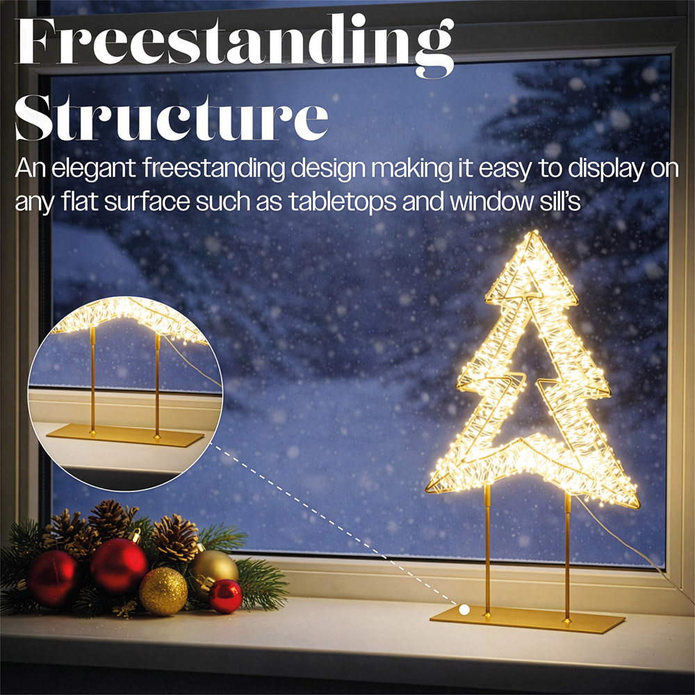 Xmas Haus 720 Warm White LED Champagne Gold Metal Christmas Tree Decoration 45cm Image 4