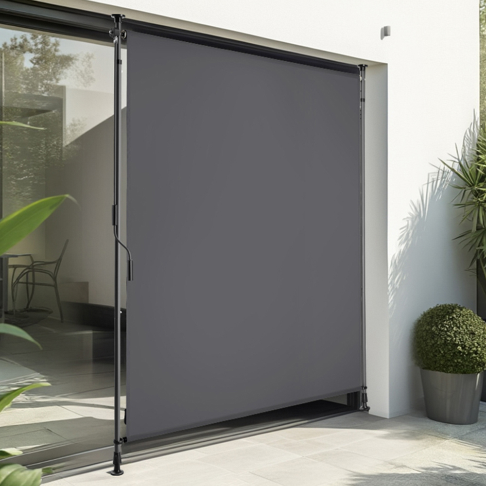 tectake Taija Dark Grey Retractable Awning with Hand Crank 3.1 x 1.28m Image 1