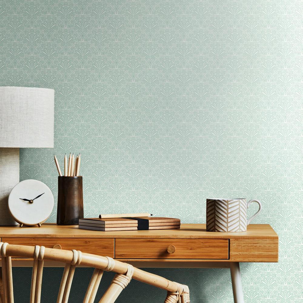 Hoopla Walls Elegance Ditsy Deco Fan Sky Wallpaper Image 2