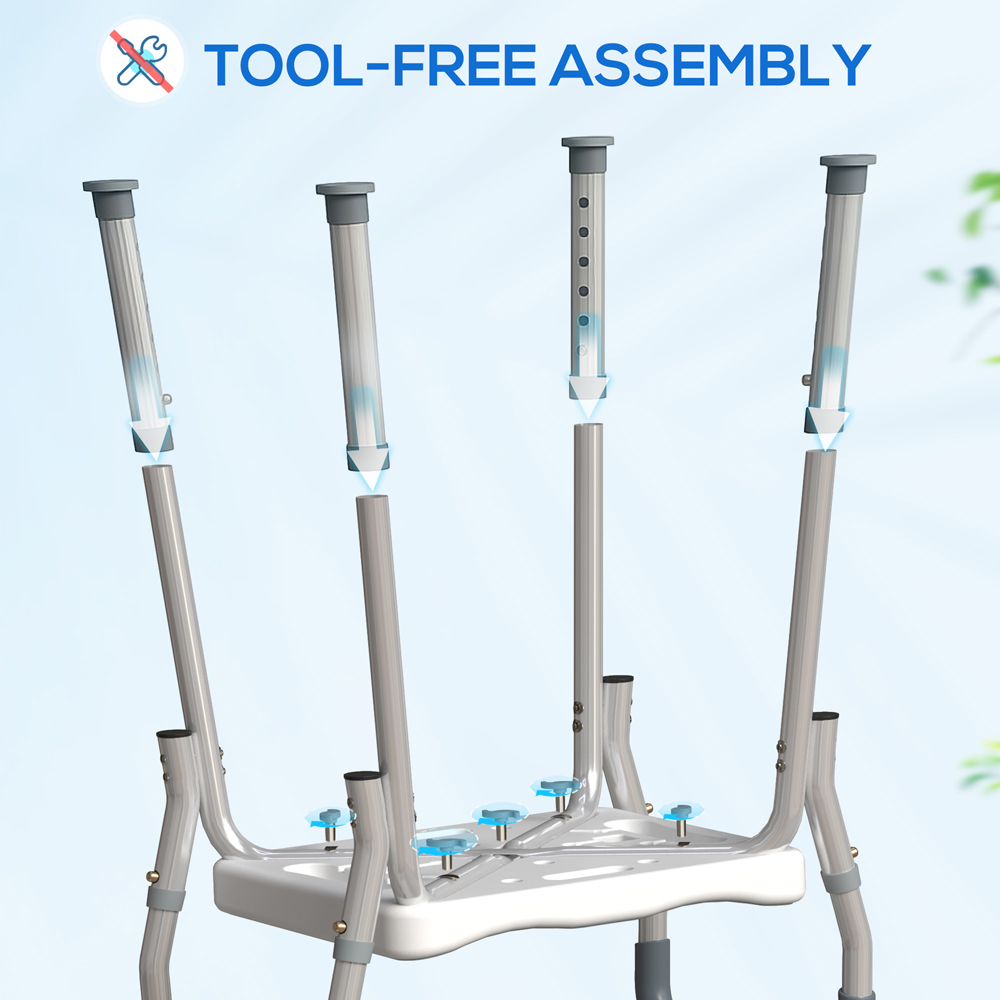 HOMCOM Light Blue Aluminium Height Adjustable Bath Chair Image 7