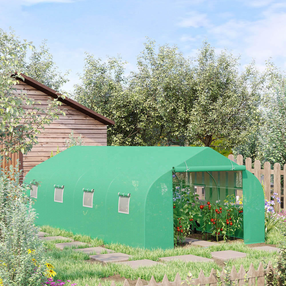 Outsunny Green Steel 10 x 20ft Walk In Polytunnel Greenhouse Image 2