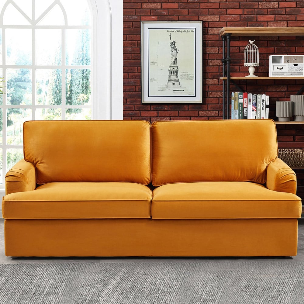 Woodbury Double Sleeper Orange Velvet Sofa Bed Image 1