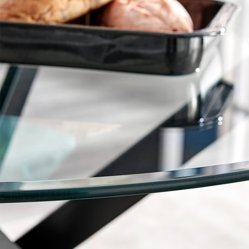 Furniturebox Arona Valera Glass 4 Seater Round Dining Set Black and Grey Image 8