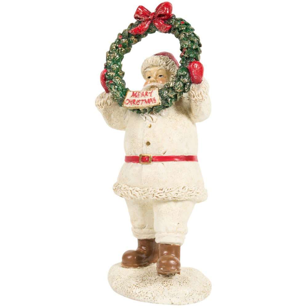 Santa Claus Holding Wreath OrnamentWhite Image 3