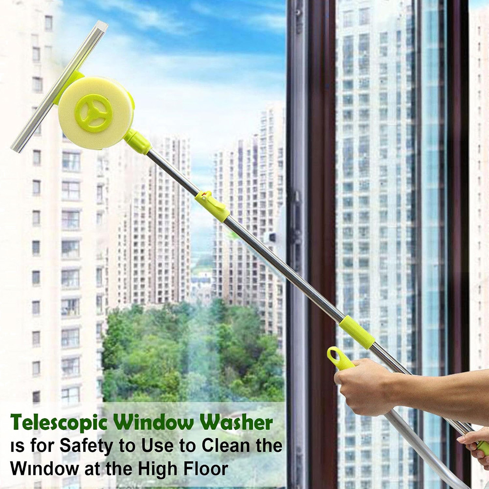 ATEK High-Reach Telescopic Window Cleaner with U-Shaped Brush Head Image 3