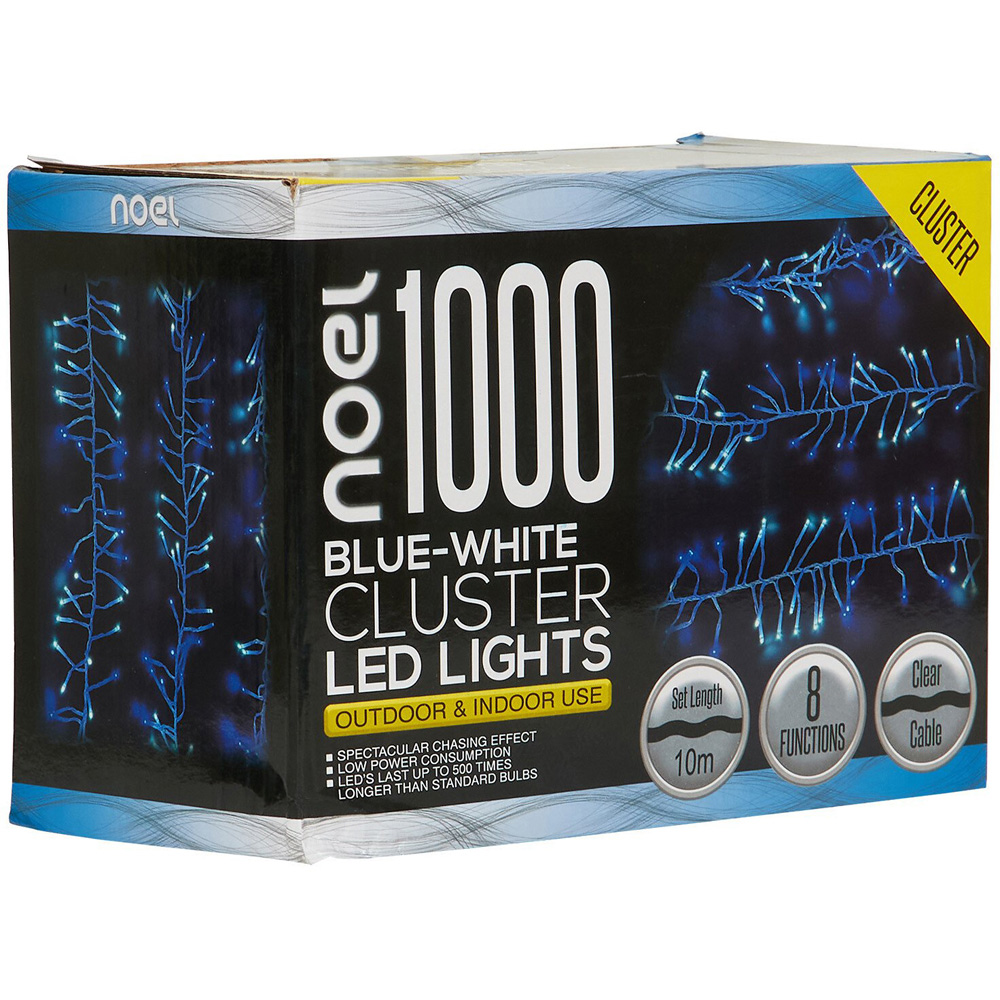 1000 Cluster LED Lights Blue and White - Blue & White Image 2