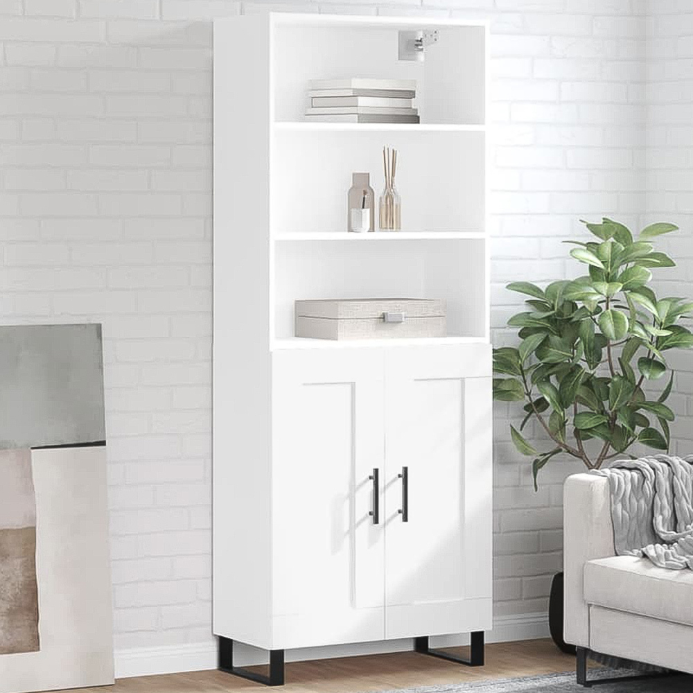 vidaXL 2 Door 3 Shelf White Highboard Image 1