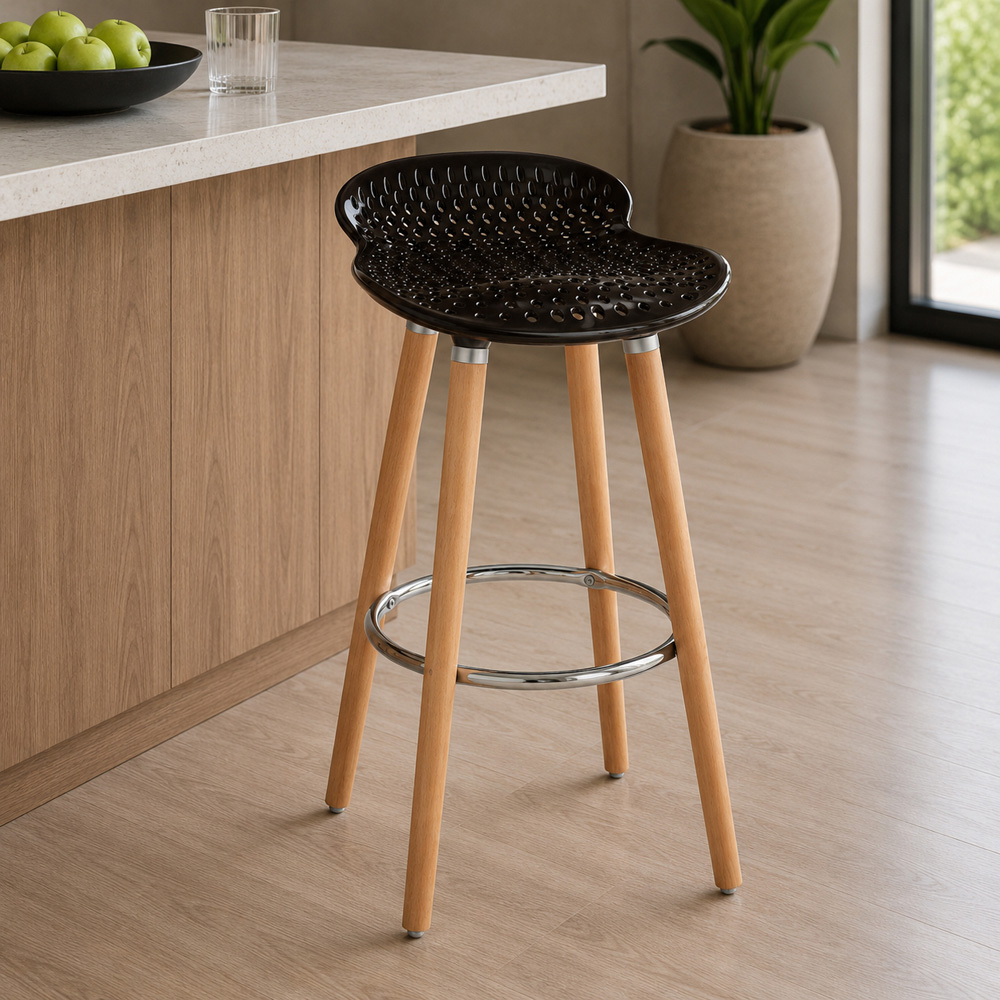 Premier Housewares Stockholm Matte Black Bar Stool Image 3