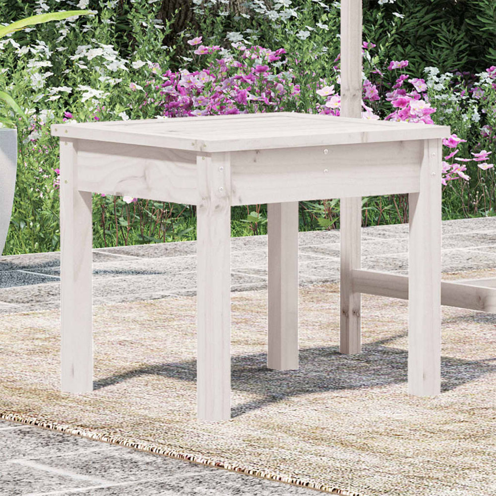 vidaXL White Solid Pine Wood Slatted Garden Bench 50 x 44 x 45cm Image 1