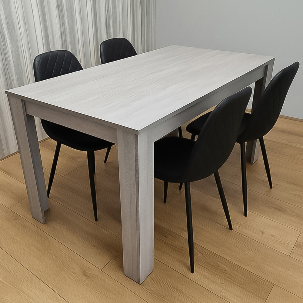 Portland Kosy Koala 4 Seater Modern Dining Set Grey and Black Image 1