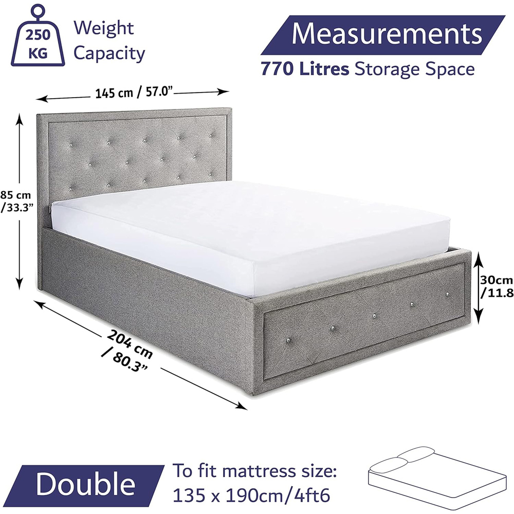 Home Treats Double Crystal Grey Ottoman Bed Image 8
