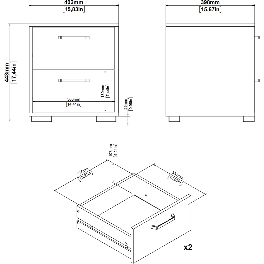 Florence Sofia 2 Drawer Jackson Hickory Nightstand Image 7