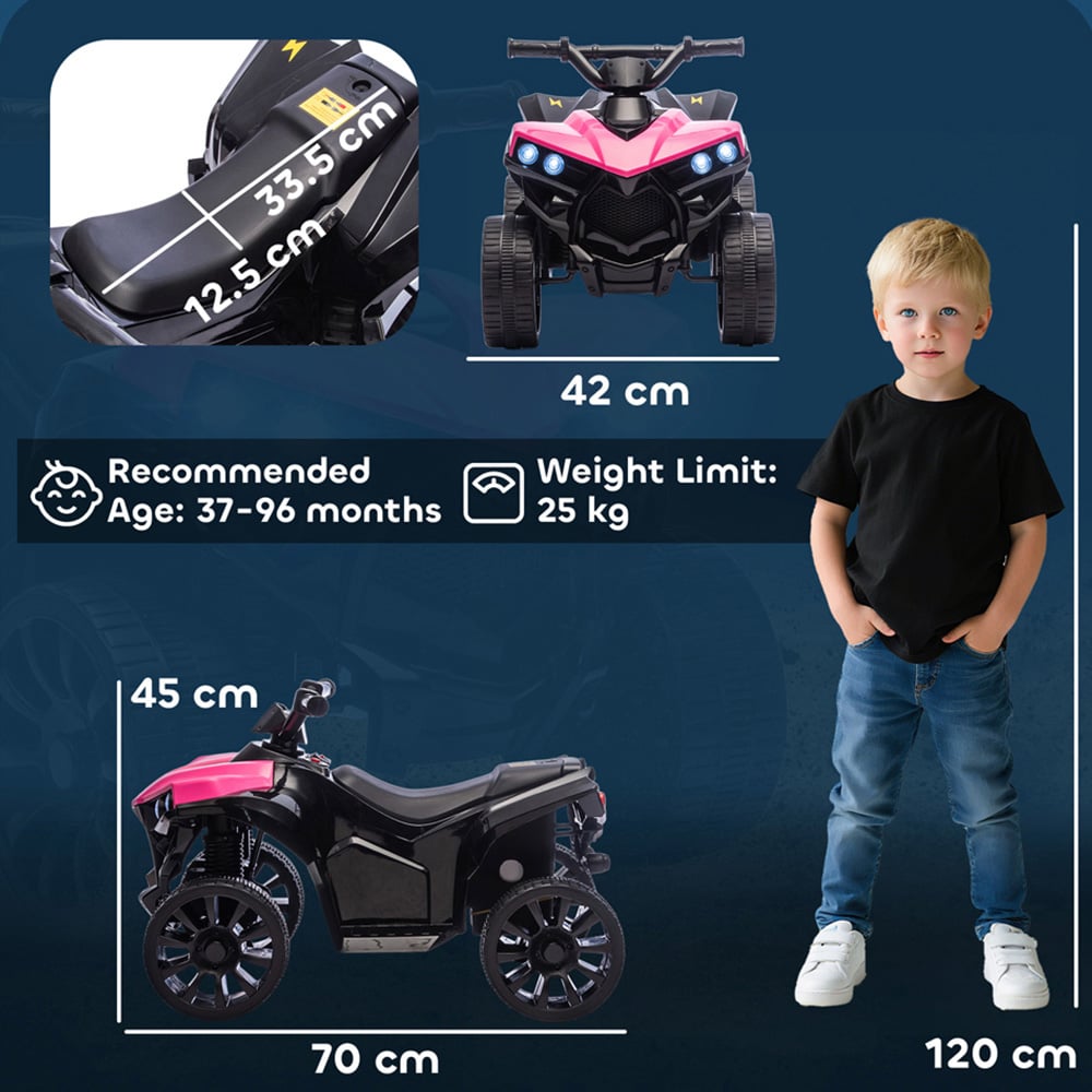 AIYAPLAY Kids Pink Ride On ATV Quad Bike 6V Image 9