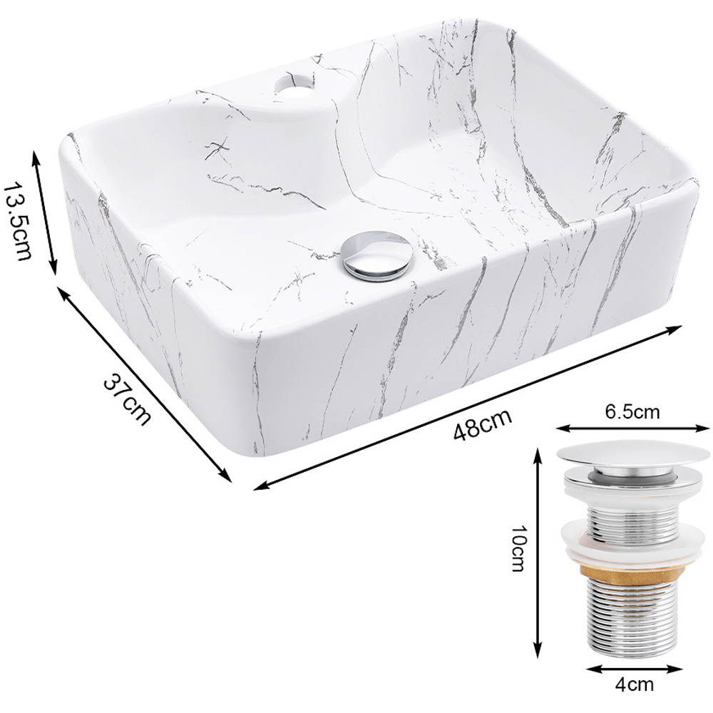 H&O Direct Rectangular Marble Effect Vessel Sink Image 6
