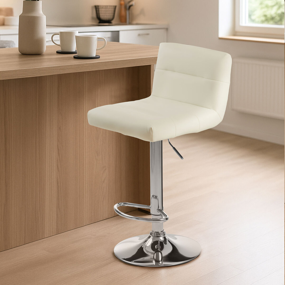 Premier Housewares Baina White Seat and Chrome Base Bar Stool Image 3