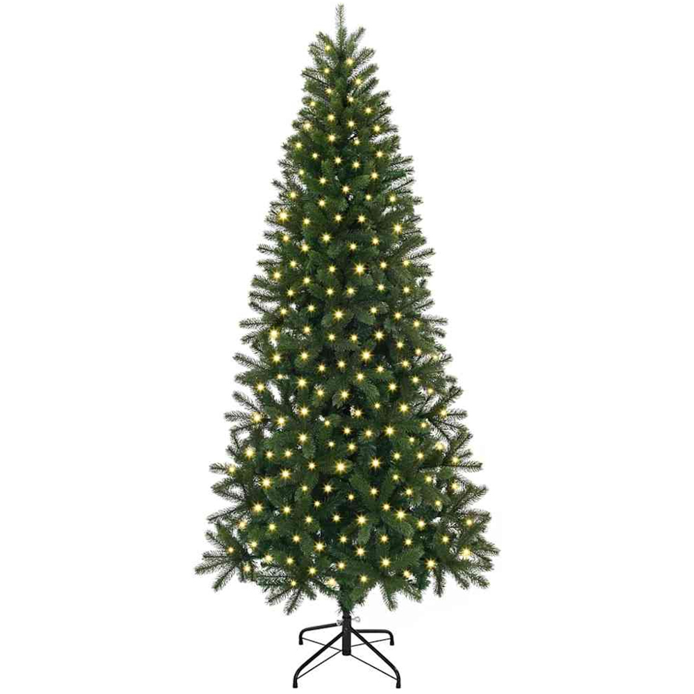 vidaXL Pre-Lit Green Artificial Christmas Tree 7ft Image 1