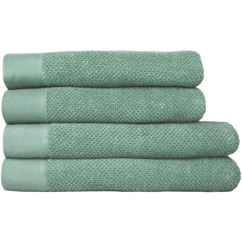 furn. Textured Cotton Smoke Green Bath Towels and Sheets Set of 4 Image 1