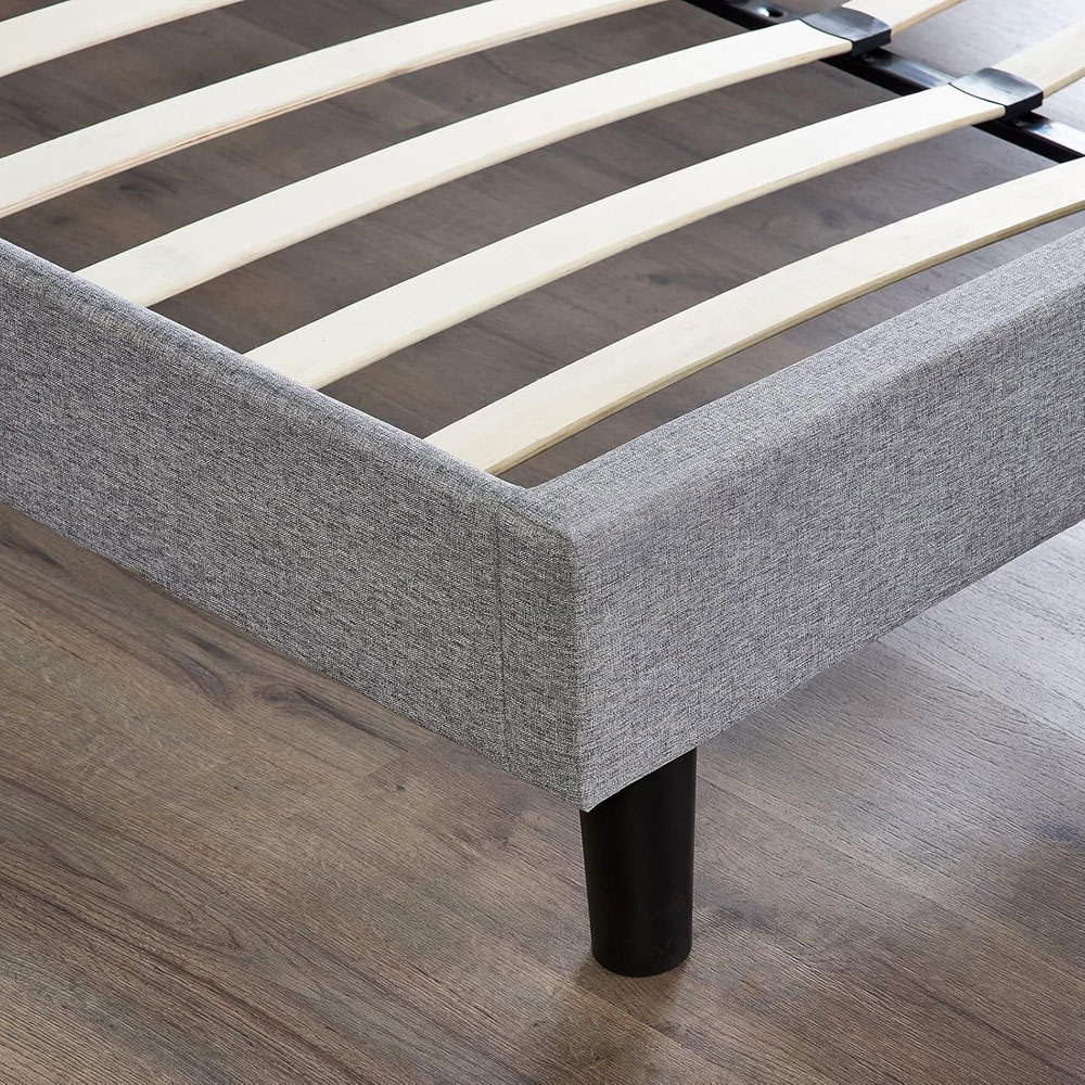 Home Treats Double Grey Upholstered Bed Frame with Headboard and Mattress Image 5