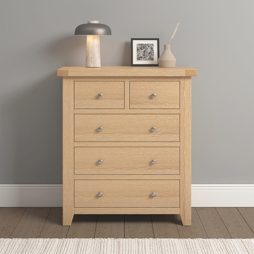 Seconique Windsor 5 Drawer Natural Oak Storage Chest Image 8