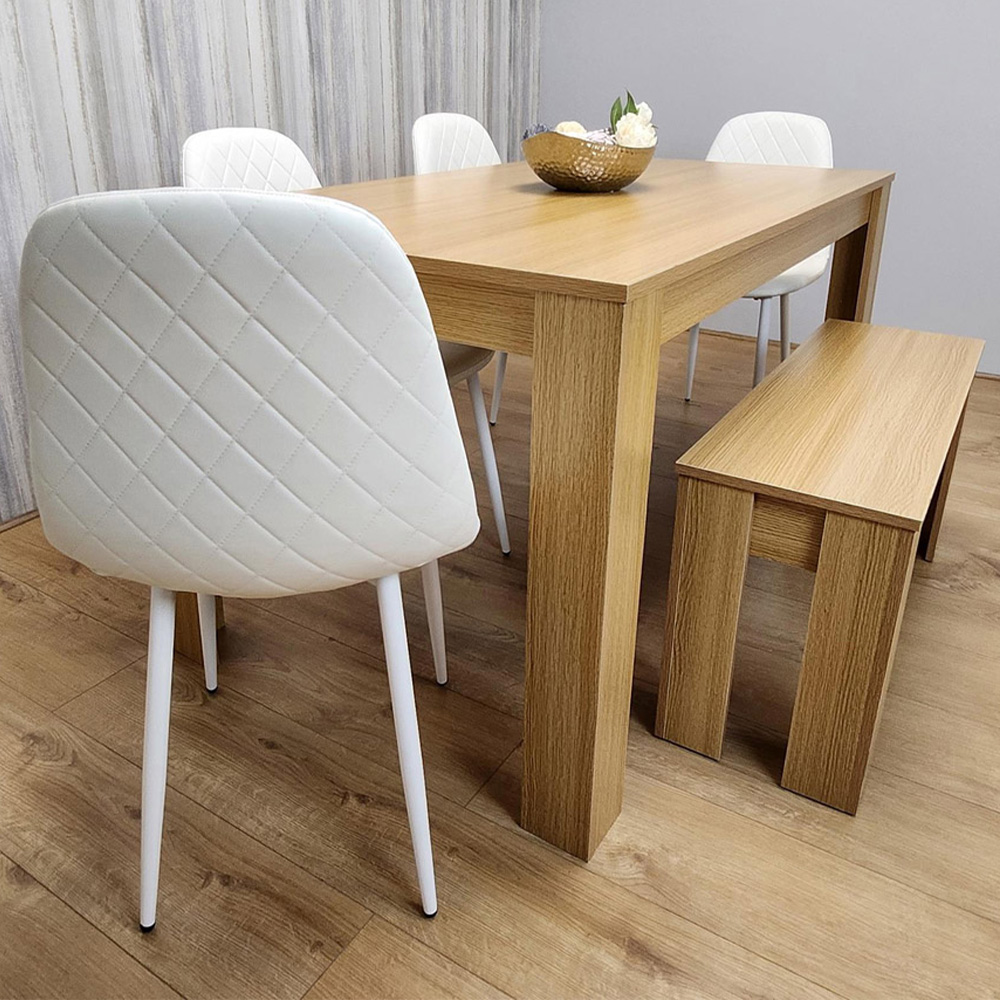 Portland 6 Seater Dining Set Oak Effect and White Image 1
