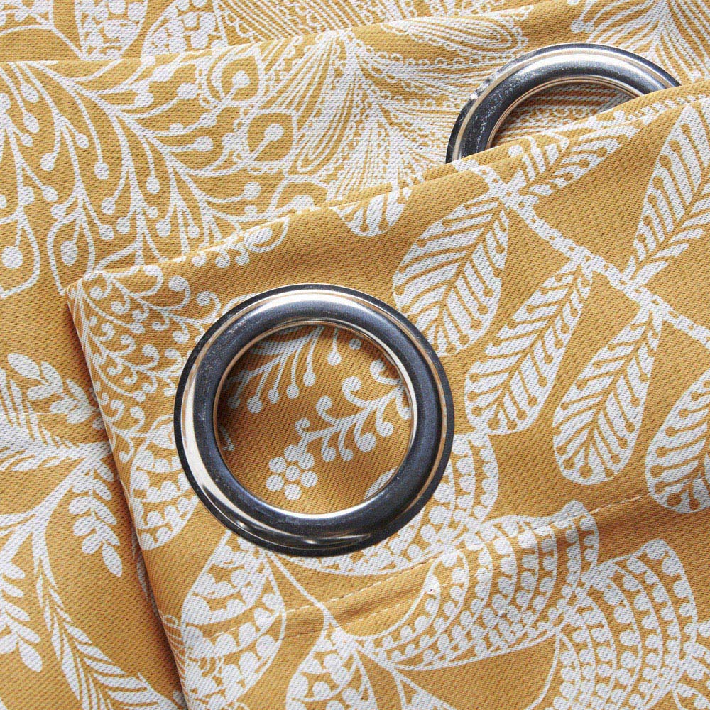 Alan Symonds Fern Ochre Blackout Ring Top Eyelet Curtains 111 x 183cm Image 4