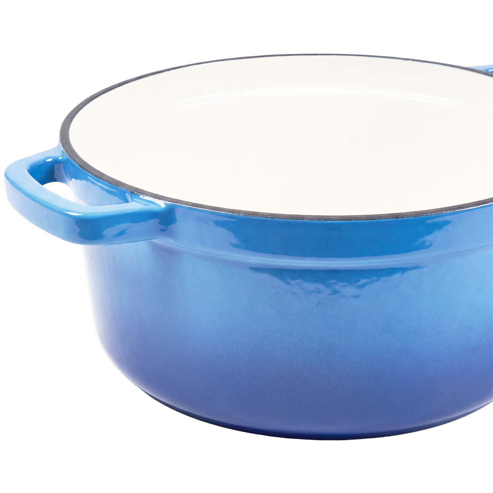 Living and Home Gradient Blue Enamelled Cast Iron Dutch Oven Pot 5L Image 5