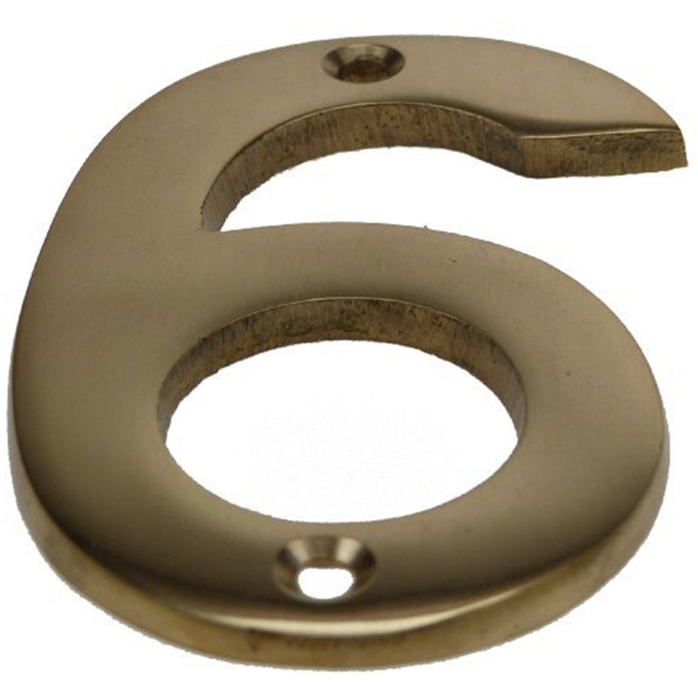 Golden Grace Brass House Door Number 6 3 inch Image