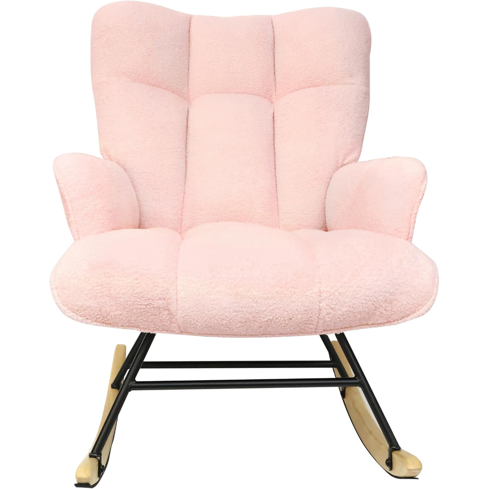 Alivio Pink Teddy Plush High Backrest Rocking Chair | Wilko