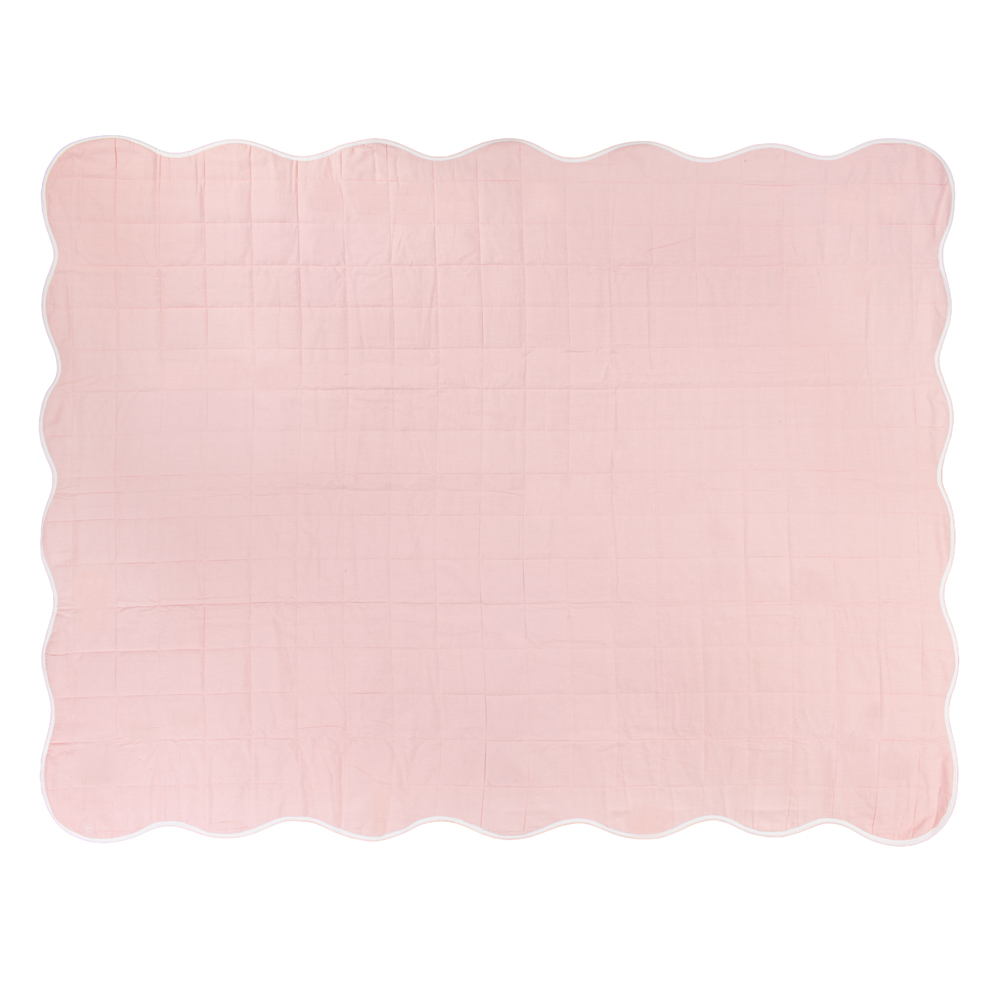 Furn Pink Scallop Quilted Bedspread 265 x 265cm Image 3