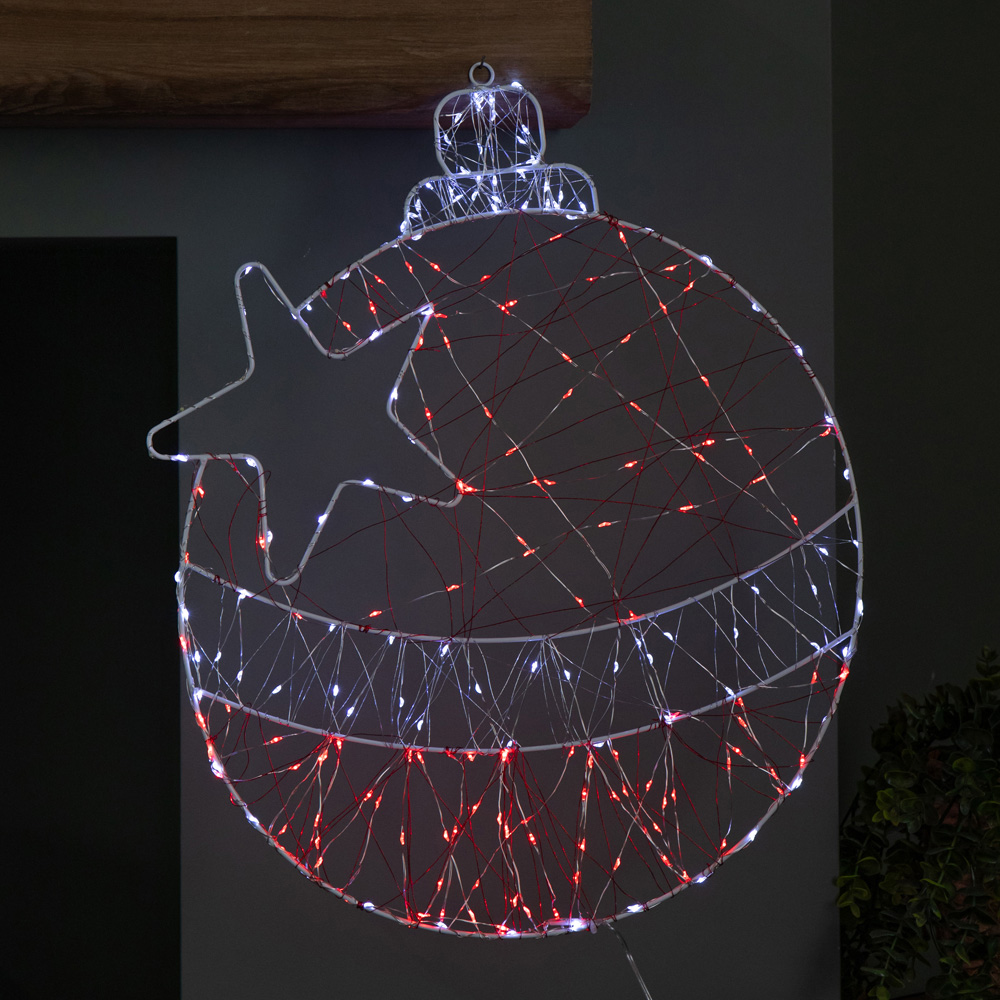 Samuel Alexander 240 Red White LED Light-Up Twinkling Christmas Ball Dewdrop Silhouette 52 x 42cm Image 1