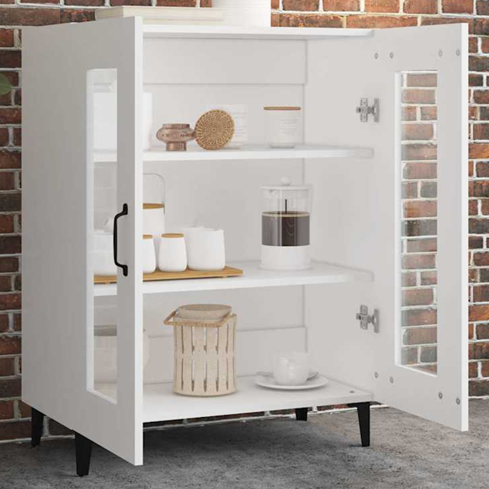 vidaXL 2 Glass Door White Sideboard Image 1