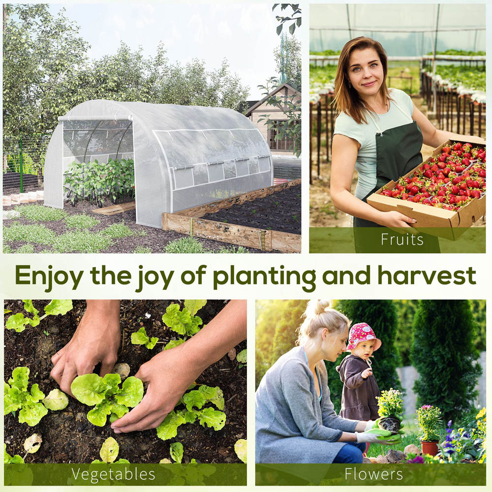 Outsunny White Plastic 10 x 13ft Polytunnel Greenhouse Image 7