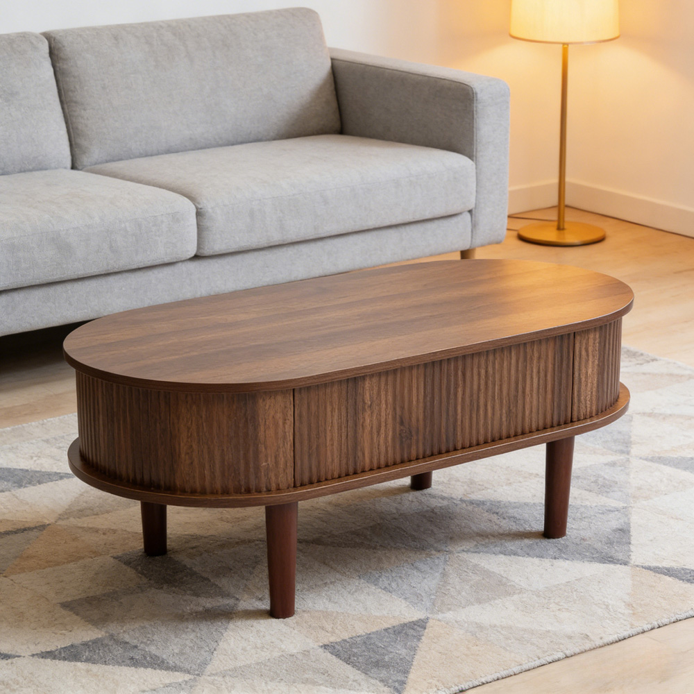 Living and Home Walnut Wooden Lift Top Storage Coffee Table Image 7