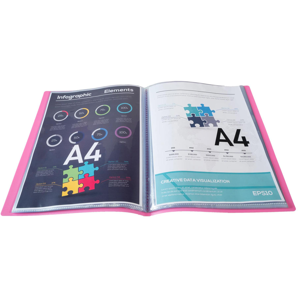 Exacompta Opak A4 Pink 100 Pocket Display Book 8 Pack Image 3