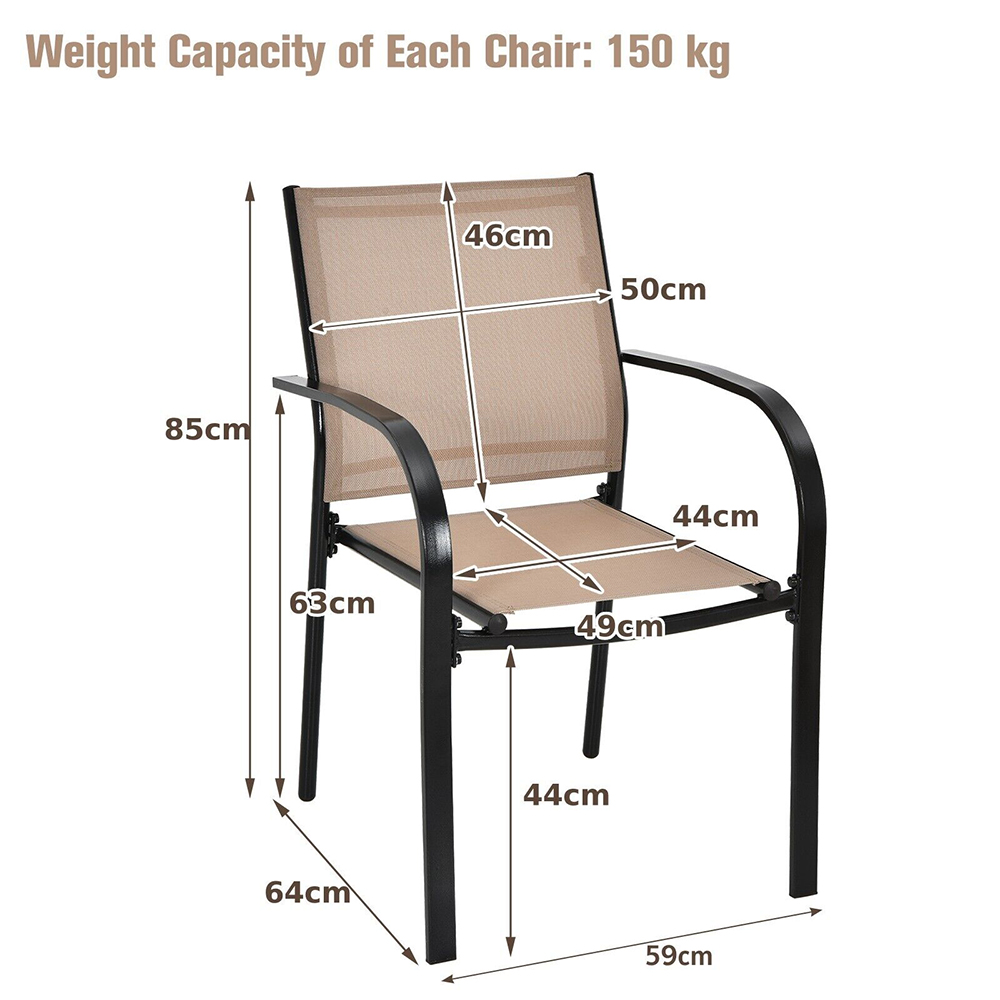 Costway Set of 2 Brown Garden Dining Chair Image 6
